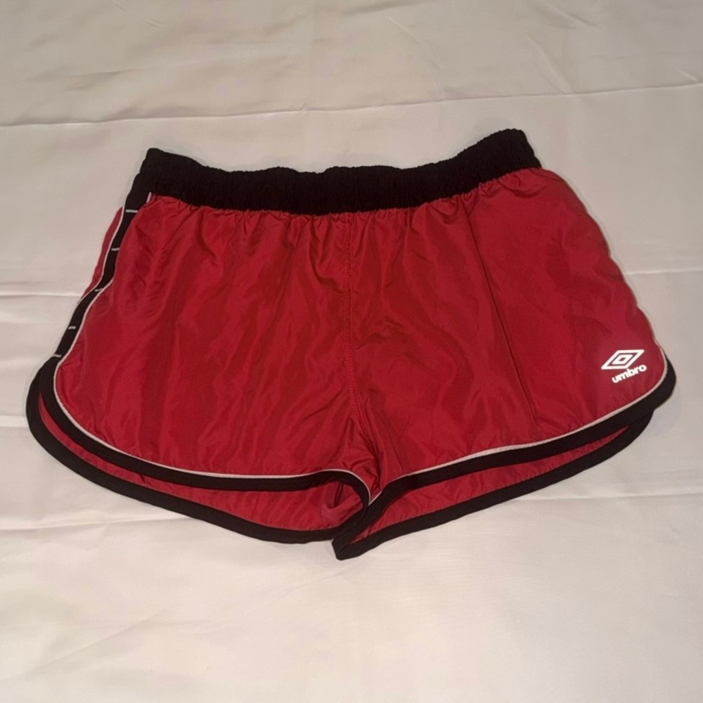 Umbro Athletic Shorts Womens Large Pink Black Retro Soccer Gym Running